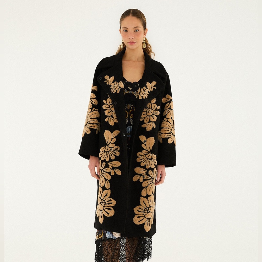 Farm Rio Bold Flowers Wool Blend Coat Size Small NWT